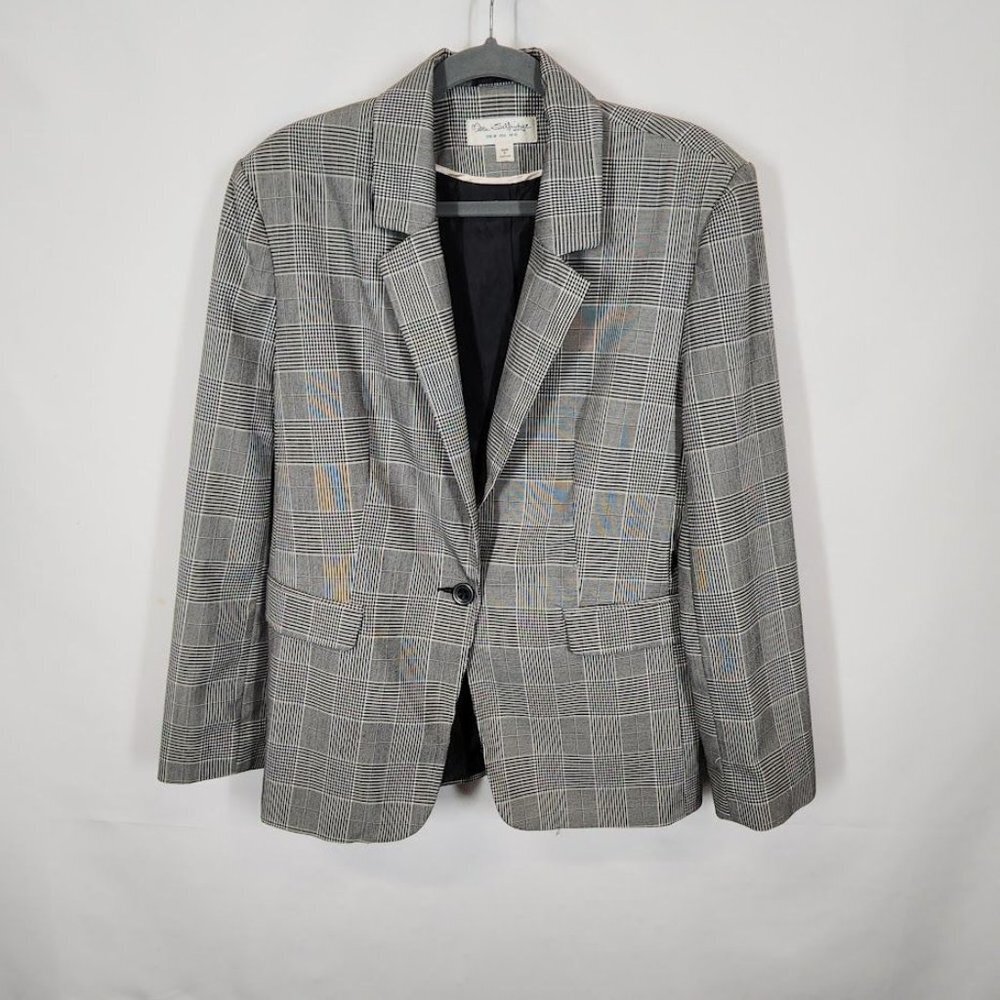 Miss Selfridge Glen Plaid‎ Blazer in Black Size US 6